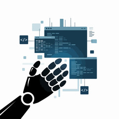 Fototapete - Silhouette of robotic handcomputer cloud, vector and vector illustraction