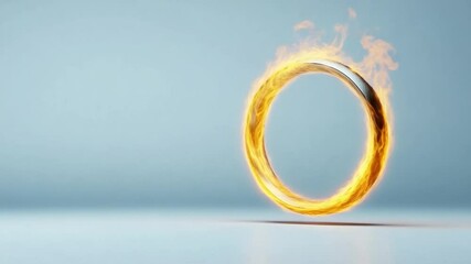 Aufkleber - Burning Ring: A dynamic image of a singular ring, engulfed in flames, presenting a visually compelling symbol of energy, transformation, and symbolic power.