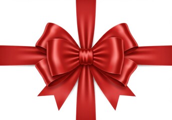 Wall Mural - Elegant red satin bow and ribbon