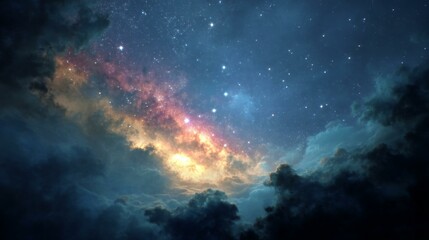Wall Mural - celestial night sky with starry clouds