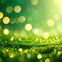 Poster - Sparkling green bokeh lights nature setting abstract visuals soft focus enchanting atmosphere