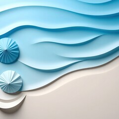 Poster - Flowing waves of blue paper art creative studio decorative design contemporary environment artistic perspective