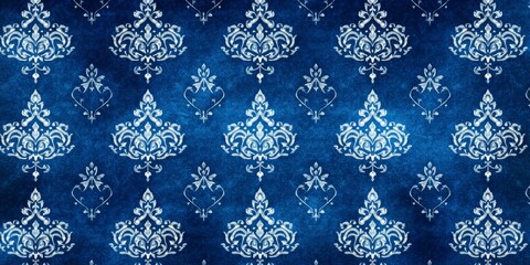 Poster - Timeless Elegance Ornate Navy Blue Design with Silver Elements for a Stylish and Trendy Background
