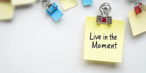Poster - Inspirational Live in the Moment Note on a White Background with Colorful Sticky Notes