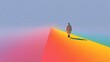 © MP3 Stock - Surreal Rainbow Path with Solitary Figure Walking Toward Horizon – Facebook Cover Concept