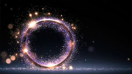 Poster - Glowing circular stardust ring, sparkling particles, magical light, abstract background, fantasy, energy