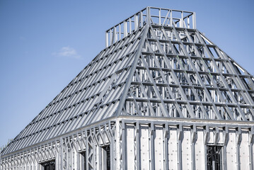 light gauge steel framing system used for house construction. wall to be clad with fibre cement boar