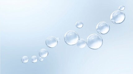 Poster - Transparent water bubbles floating gracefully against a soft gradient background creating a serene and calming atmosphere for design purposes