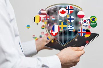 Aufkleber - Protecting your data across borders.  Secure your business with our global cybersecurity solutions.