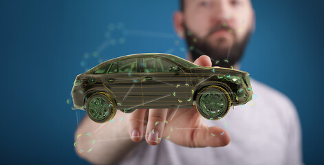 Poster - Futuristic car design, digital technology,  automotive innovation.  Perfect for tech and car industry.