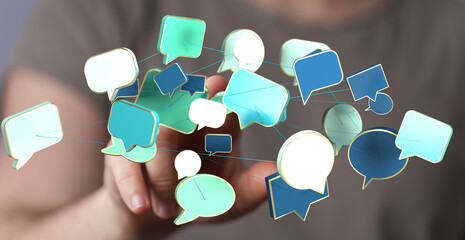 Aufkleber - Seamless communication.  Modern technology connecting people worldwide through instant messaging and social media.
