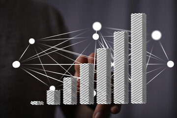 Poster - Visual representation of business growth, data analysis, and network connections.