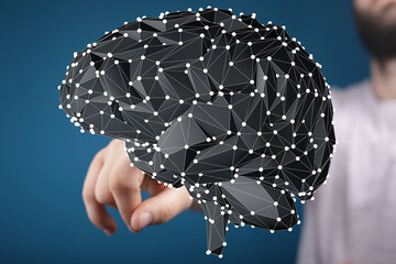 Aufkleber - Abstract polygonal brain,concept of AI, neural network, technology, and innovation.