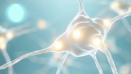 Aufkleber - Neuron Network: Illuminated neuron network on a serene background, depicting the complex connections and pathways within the brain, with light representing electrical impulses.