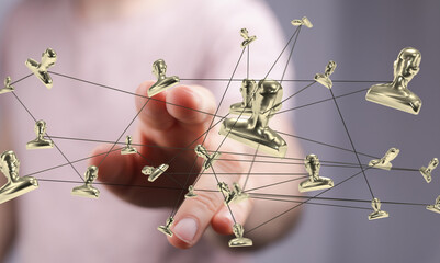 Aufkleber - Image of a network connecting people, symbolizing teamwork, collaboration, and global communication.