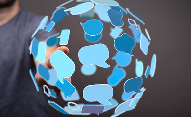 Aufkleber - Seamless communication, worldwide connections.  Visualizing global conversations and digital interactions.