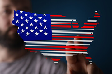 Poster - Digital illustration of the USA map designed with the American flag.  Perfect for patriotic themes.