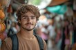 © Sujatas Mind - Backpacker journey destination concept: Young tourism student traveling through a market street in Southeast Asia during their summer vacation, exploring the local culture, Generative AI