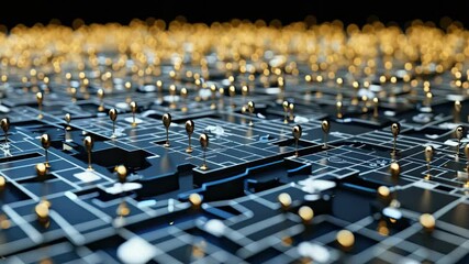 Poster - Explore a captivating visualization of interconnected data points illuminating a digital landscape representing modern technology
