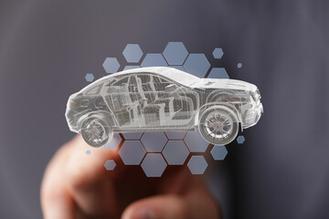 Poster - Innovative automotive design.  Explore digital car models and cutting-edge technology.