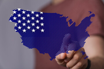 Poster - Digital illustration of a US map with stars,perfect for patriotic themes.