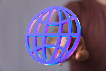 Aufkleber - Abstract 3D globe icon,internet, worldwide, connection, global, digital