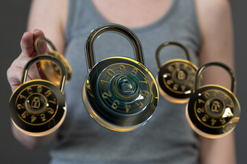 Poster - High-quality image of combination locks, symbolizing data protection and online security.
