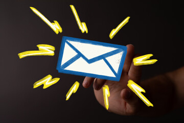 Poster - Digital communication, email marketing, fast messaging, online correspondence, instant connection.