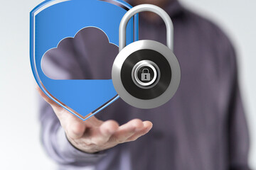 Poster - Robust cloud security measures ensure data privacy and protection.  Trust and reliability.
