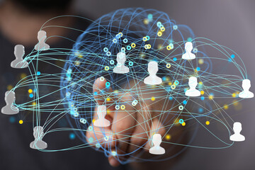 Aufkleber - Image depicting a global network, interconnected people, digital connection, social media, networking.