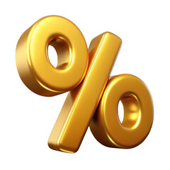 Poster - 3d golden percentage sign isolated on transparent background