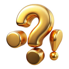 Poster - 3d golden question mark and exclamation point isolated on transparent background