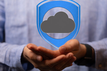 Poster - Cloud security, data protection, cybersecurity, cloud storage, safe data, digital shield, online safety, secure cloud, data privacy, cloud computing, IT se