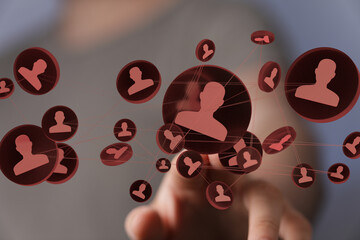 Leinwandbilder - Image depicts a network of interconnected people, symbolizing communication and global reach.