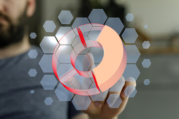 Fototapete - Modern business analytics dashboard.  Interactive data visualization with pie chart.