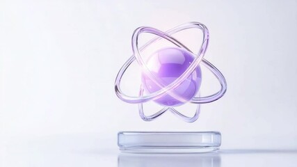 Poster - Atom Illustration: A luminous illustration of an atom floats gracefully, radiating with an aura of scientific brilliance and the marvels of the universe.