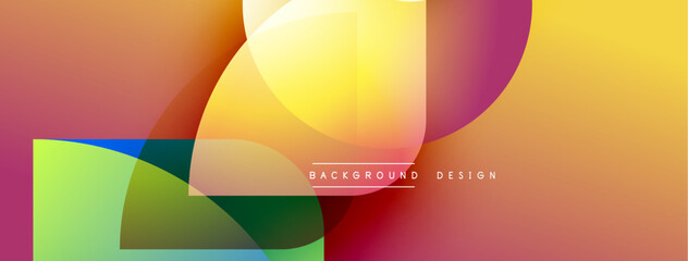 Aufkleber - Abstract colorful shapes overlap, creating dynamic gradients. Warm tones dominate with green accents. Modern design element for backgrounds.
