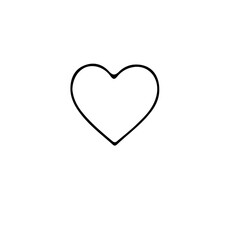 Poster - A simple black outline of a heart shape centered on a stark white background in a minimalist style art