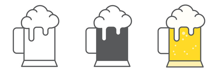 Poster - Beer icon collection, pub and alcohol, mug of beer vector icon set, vector graphics, editable stroke outline sign, eps 10