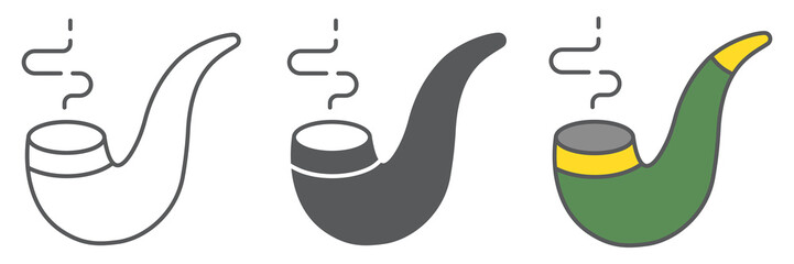 Poster - Smoking pipe icon collection, St. Patricks day and nicotine, smoke pipe vector icon set, vector graphics, editable stroke outline sign, eps 10