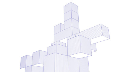 Fototapete - abstract architecture modular construction 3d