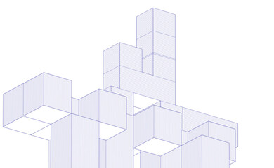 Fototapete - abstract architecture modular construction 3d