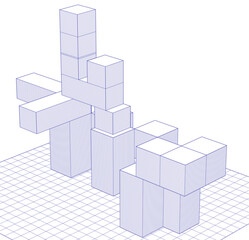 Fototapete - abstract architecture modular construction 3d