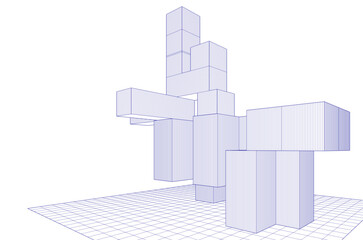 Fototapete - abstract architecture modular construction 3d