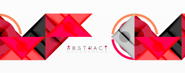 Aufkleber - Geometric shapes, red tones dominate design. Modern abstract background with layered elements, clean aesthetic.