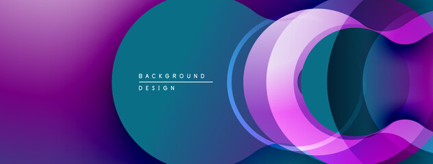 Aufkleber - Abstract design features overlapping circles, gradients. Purple, teal hues create modern visual effect. Minimalist style.