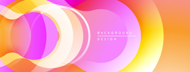 Poster - Abstract flowing shapes, vibrant colors blend. Pink, orange, yellow create dynamic visual effect. Modern design element.