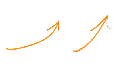 hand draw of grunge yellow arrow marker isolated transparent png background,Design template or mockup.design element
