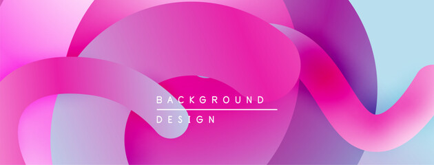 Aufkleber - Abstract fluid shapes, vibrant pinks, blues, purples blend. Modern design, smooth gradients create dynamic visual effect.