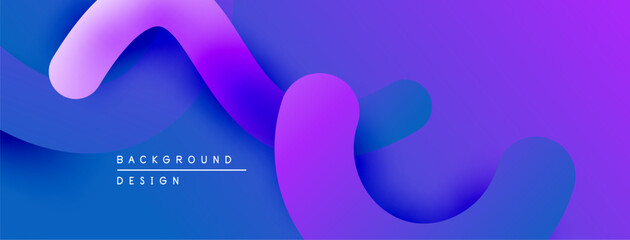 Aufkleber - Abstract fluid shapes, vibrant purple, blue gradients. Modern design element for backgrounds, presentations. Smooth curves create dynamic composition.